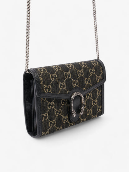 Gucci Dionysus Chain Wallet Black / GG Supreme / Ivory Denim