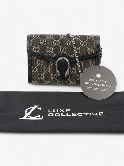 Gucci Dionysus Chain Wallet Black / GG Supreme / Ivory Denim