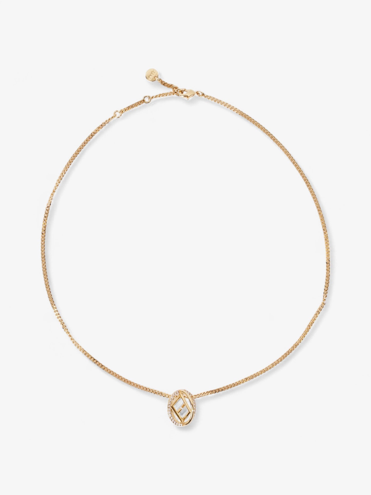 Fendi F is Fendi Circle Pendant Necklace Gold / Crystal Base Metal