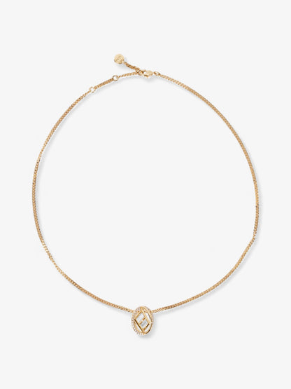 Fendi F is Fendi Circle Pendant Necklace Gold / Crystal Base Metal