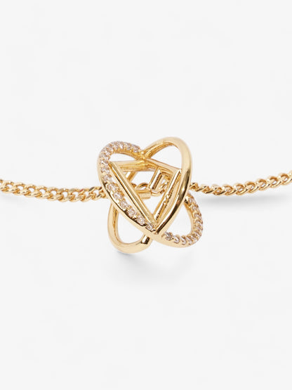 Fendi F is Fendi Circle Pendant Necklace Gold / Crystal Base Metal