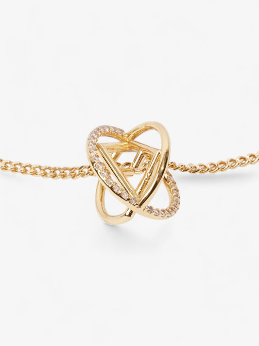 Fendi F is Fendi Circle Pendant Necklace Gold / Crystal Base Metal