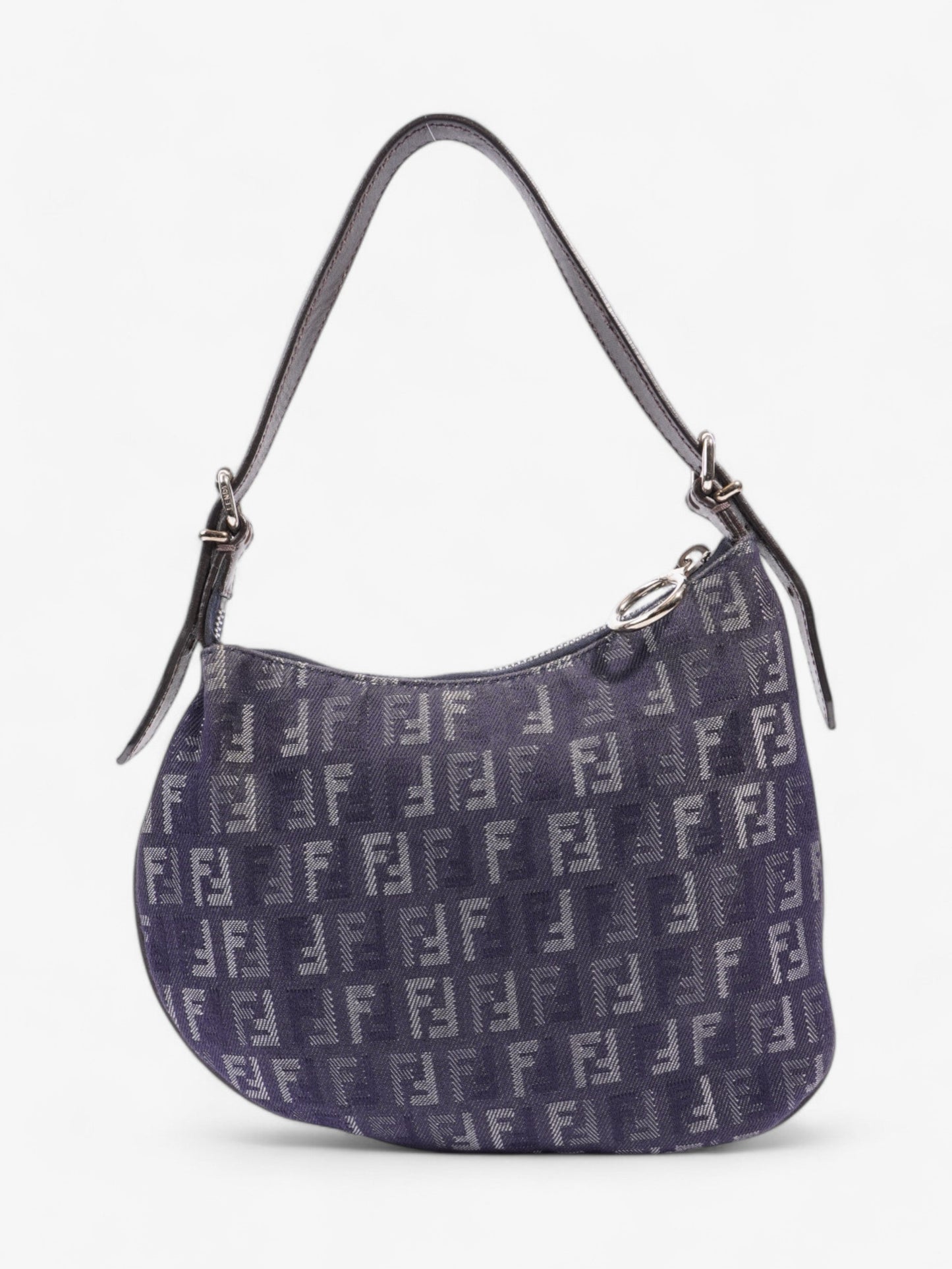 Fendi Oyster Shoulder Bag Navy Blue Canvas
