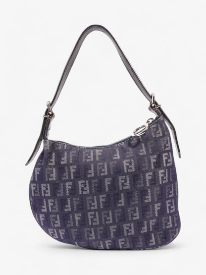 Fendi Oyster Shoulder Bag Navy Blue Canvas