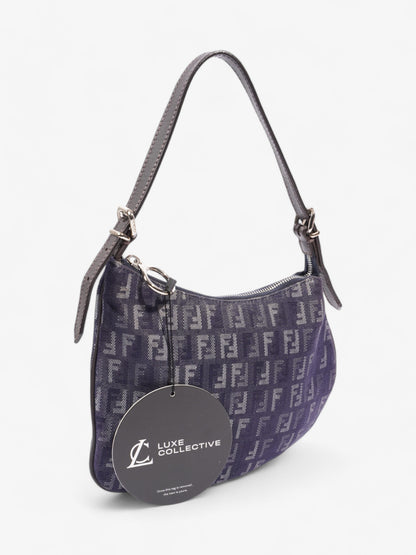 Fendi Oyster Shoulder Bag Navy Blue Canvas