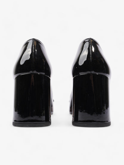 Prada Logo Block Heels 7.5cm Black Patent Leather EU 38 UK 5