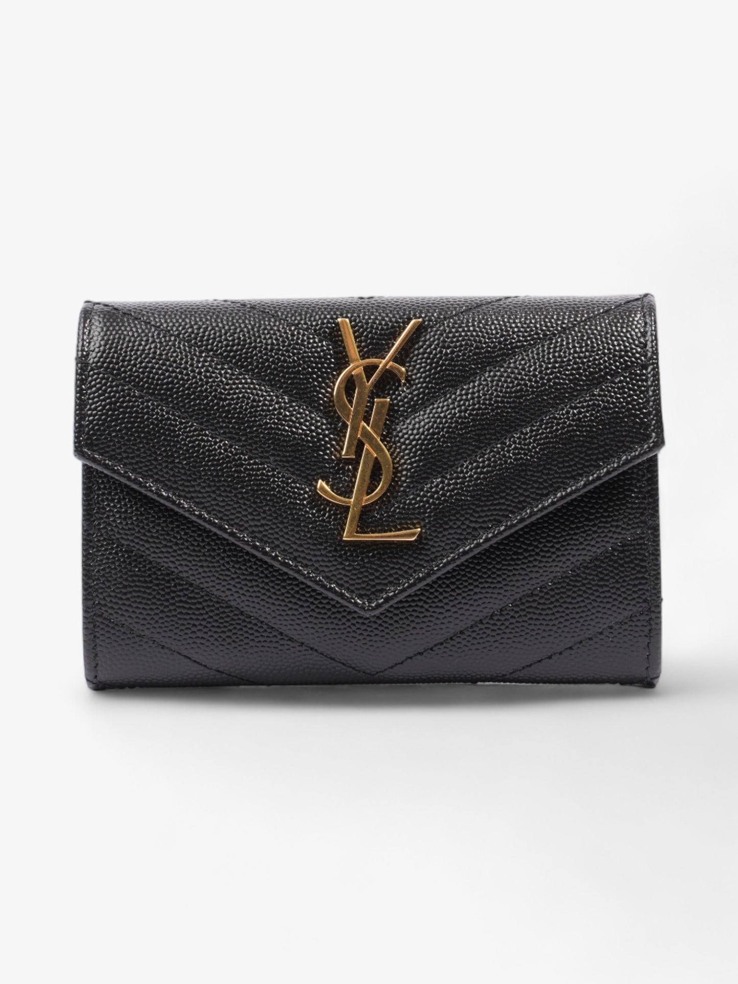 Saint Laurent Monogram Fold Wallet Black Matelasse Leather