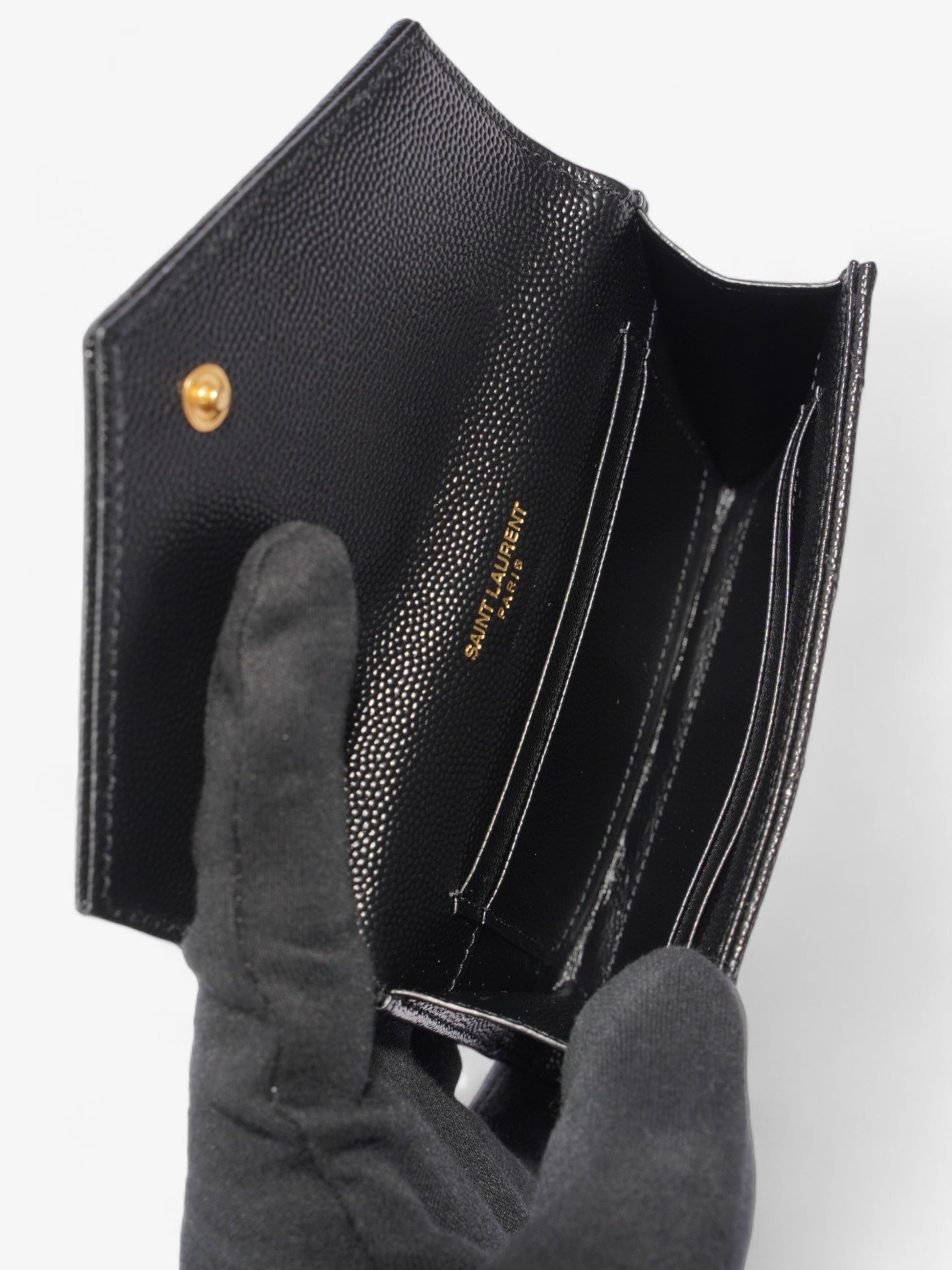 Saint Laurent Monogram Fold Wallet Black Matelasse Leather