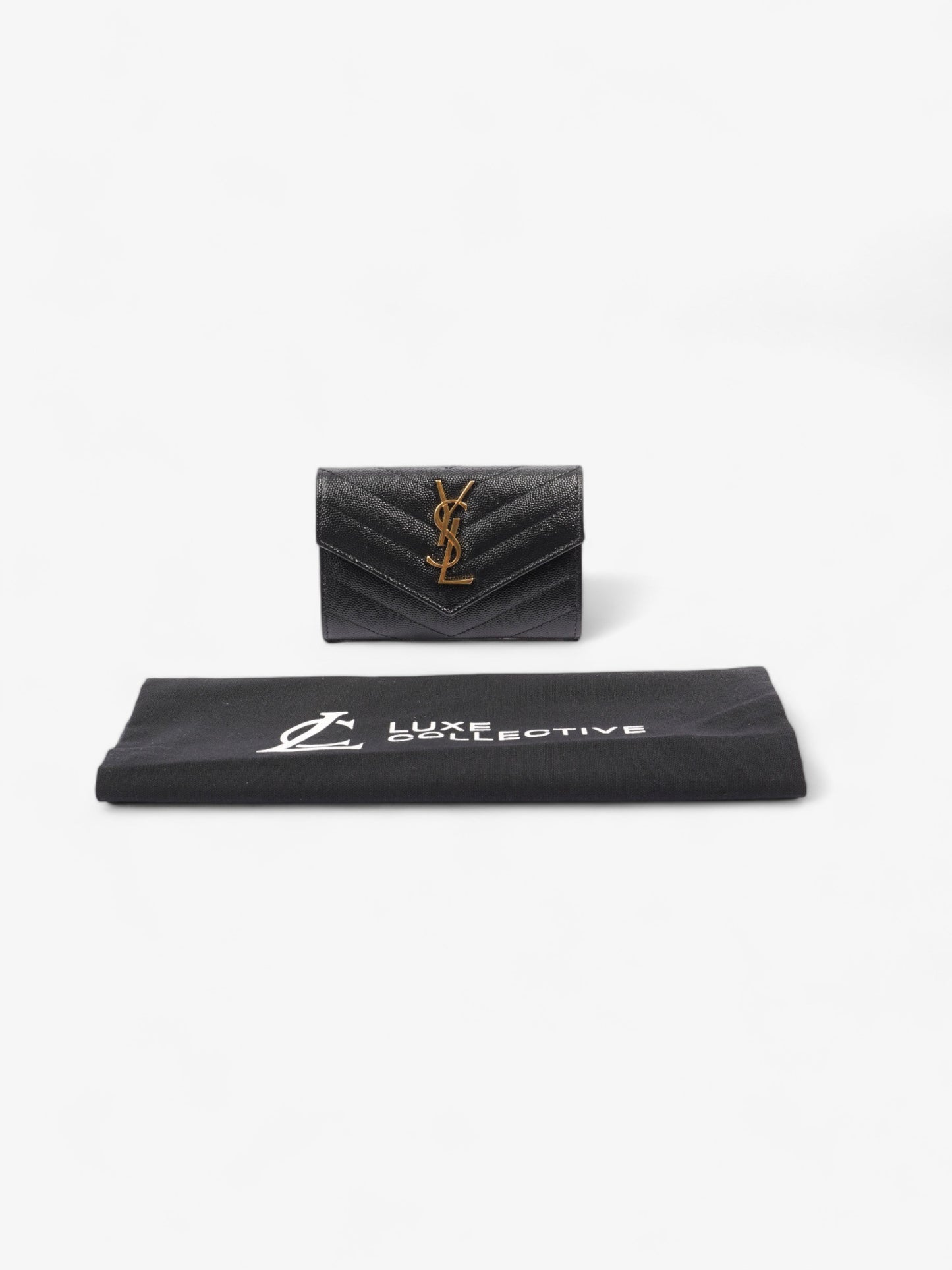 Saint Laurent Monogram Fold Wallet Black Matelasse Leather