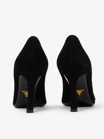 Prada Buckled Square Point Pump 80 Black Suede EU 38.5 UK 5.5