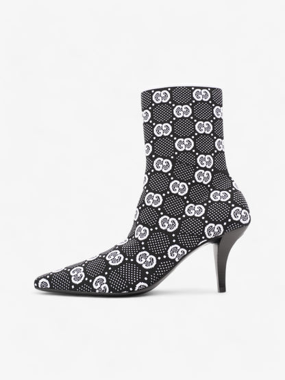 Gucci GG Ankle Boot 80 Black / White Knit EU 38 UK 5