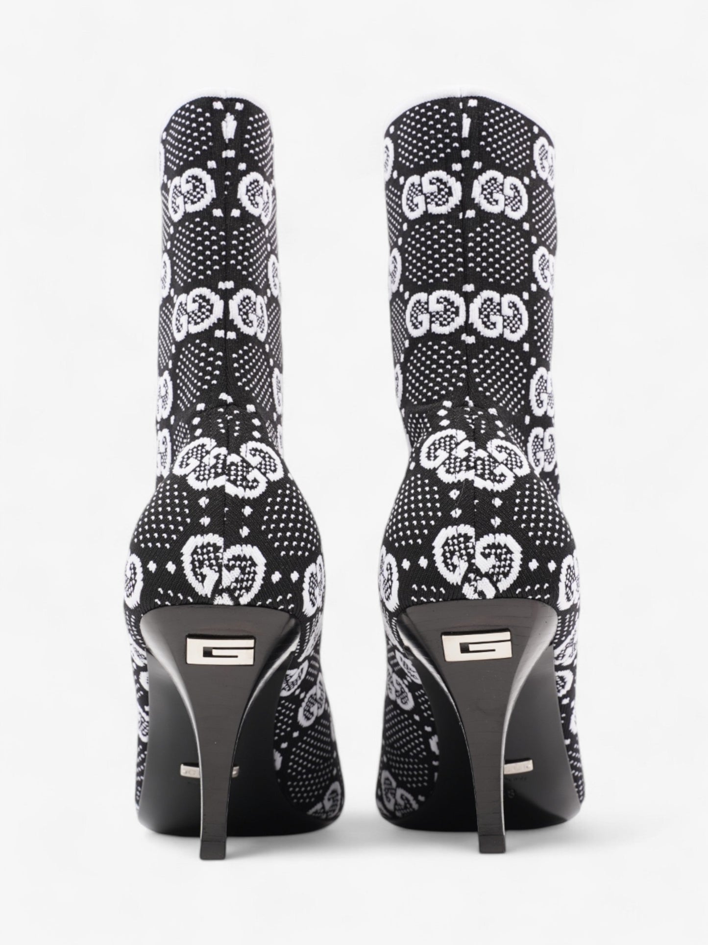 Gucci GG Ankle Boot 80 Black / White Knit EU 38 UK 5
