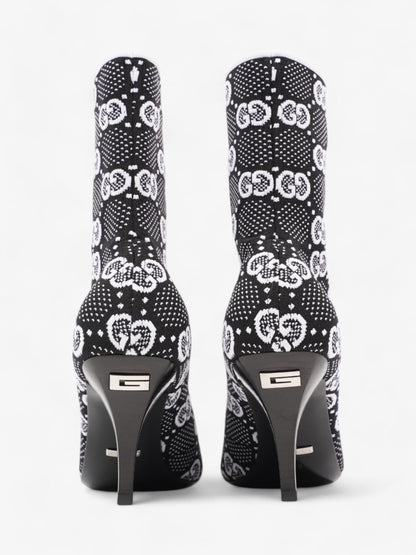 Gucci GG Ankle Boot 80 Black / White Knit EU 38 UK 5