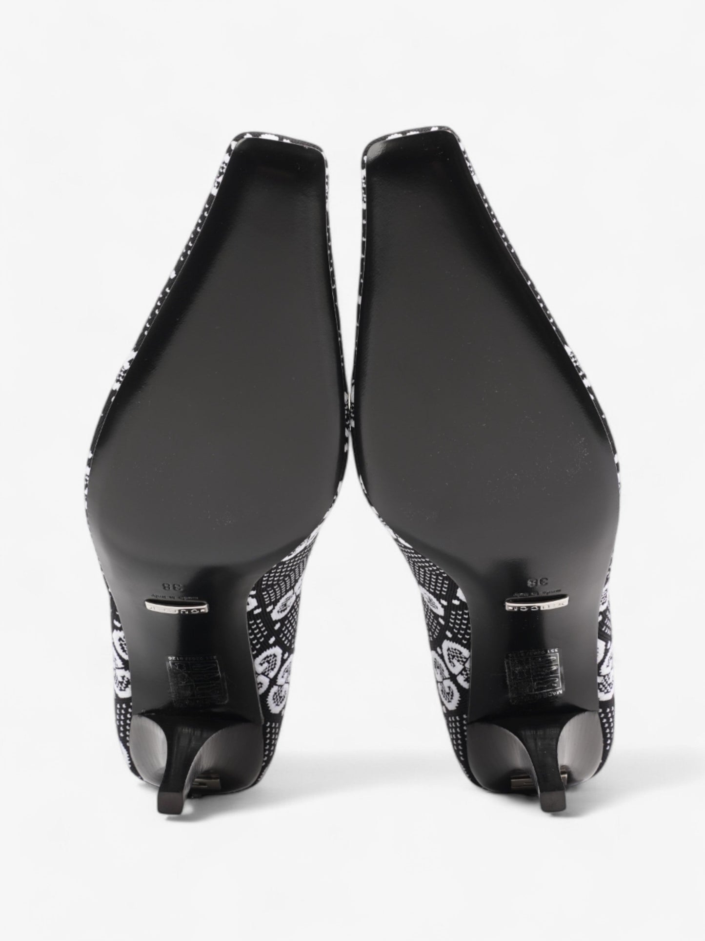 Gucci GG Ankle Boot 80 Black / White Knit EU 38 UK 5
