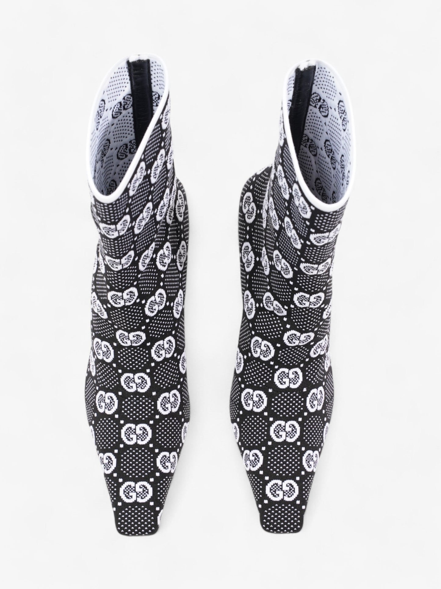 Gucci GG Ankle Boot 80 Black / White Knit EU 38 UK 5