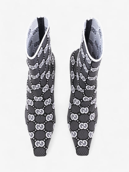 Gucci GG Ankle Boot 80 Black / White Knit EU 38 UK 5