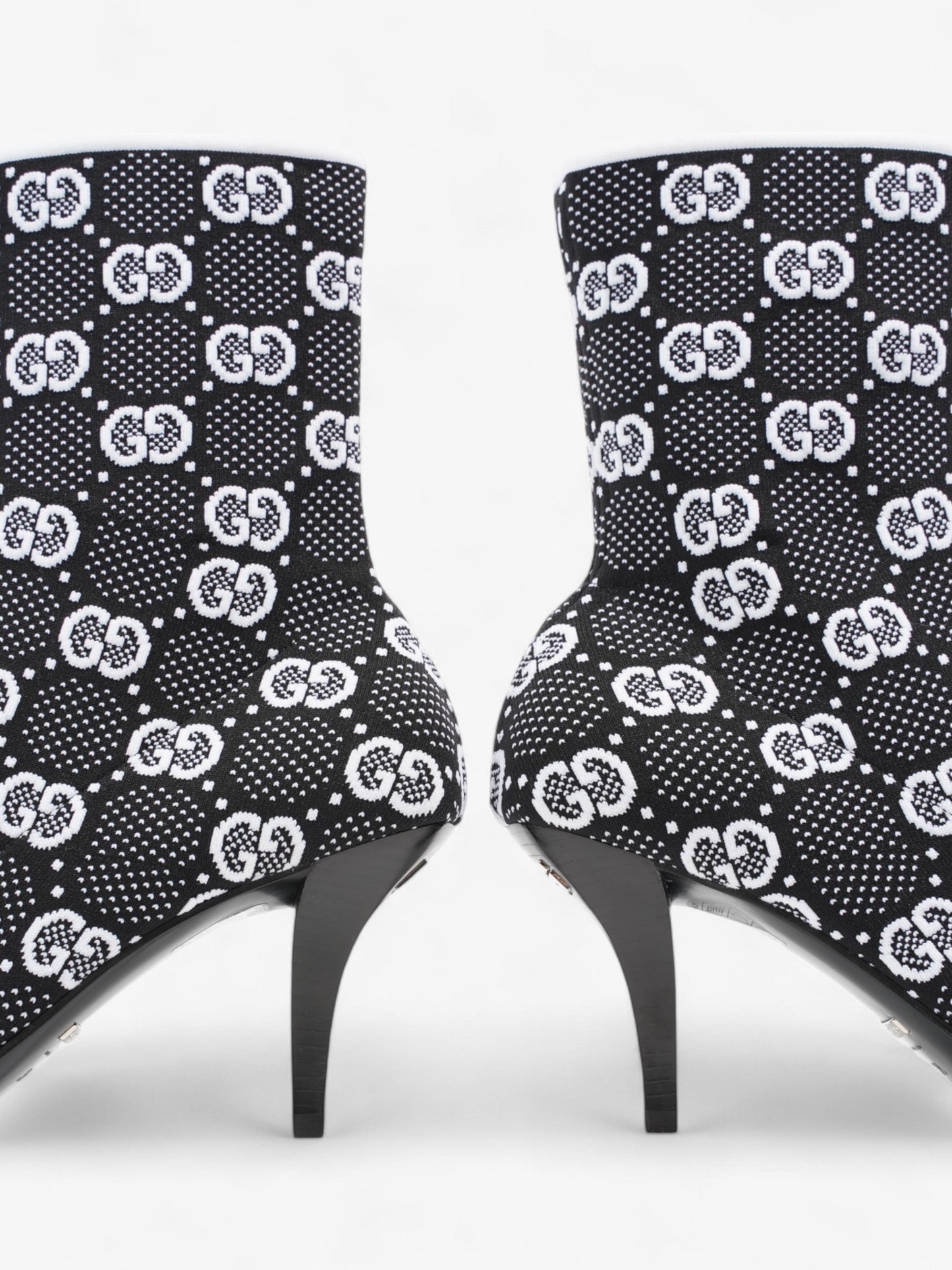 Gucci GG Ankle Boot 80 Black / White Knit EU 38 UK 5