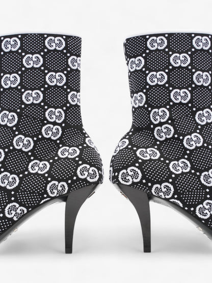 Gucci GG Ankle Boot 80 Black / White Knit EU 38 UK 5