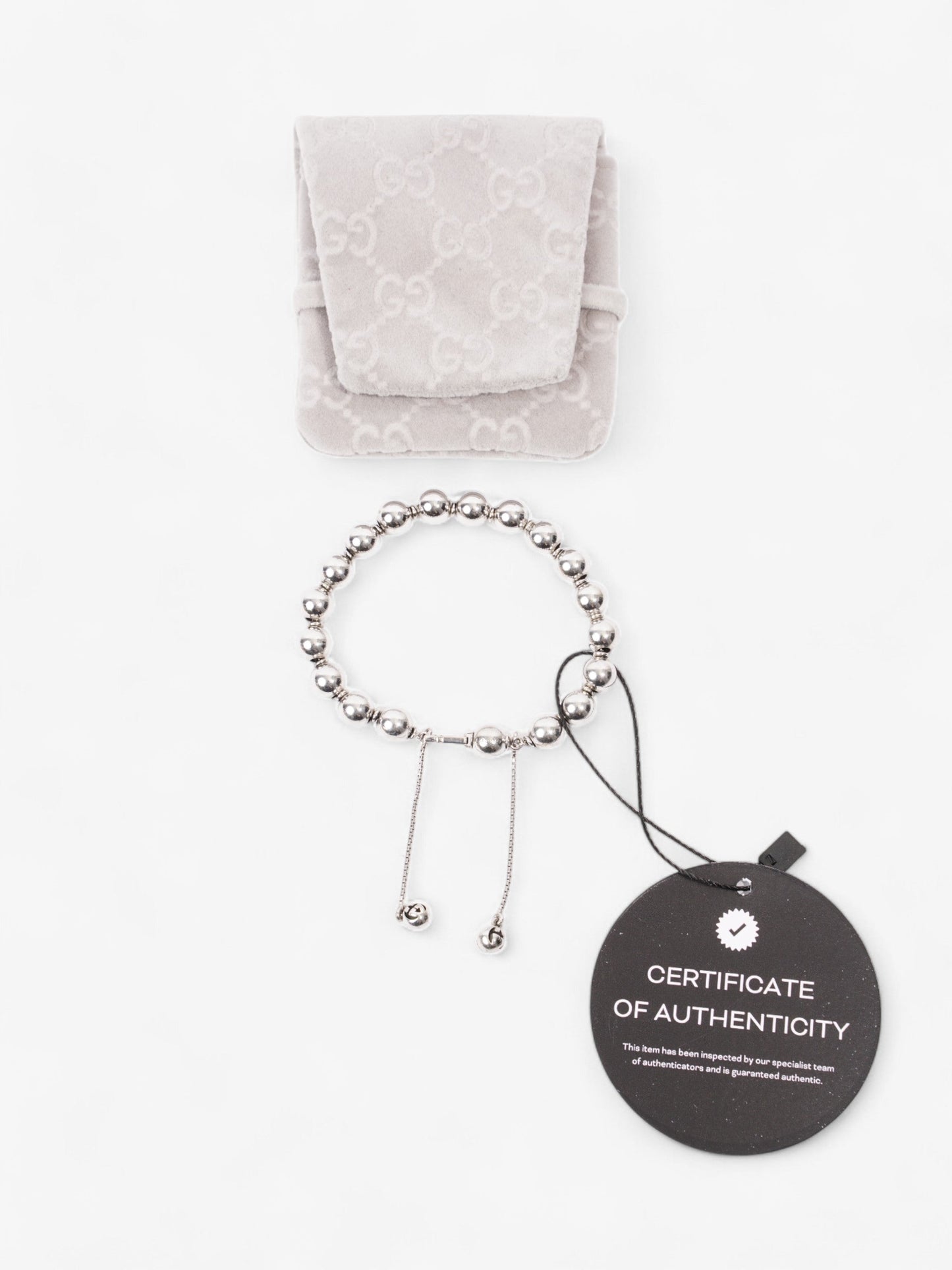 Gucci Beaded Bracelet Silver Silver Sterling 16