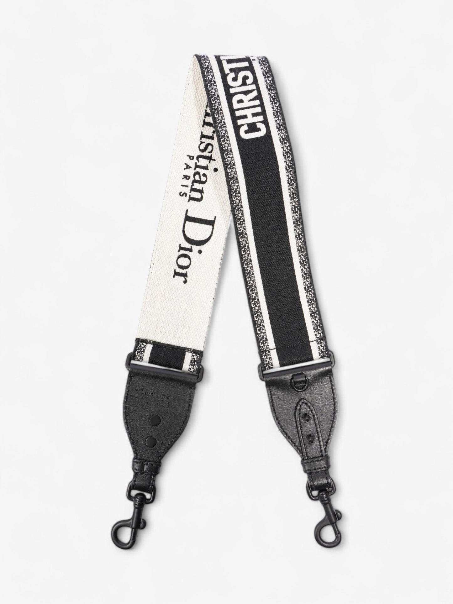 Christian Dior Shoulder Strap Ultramatte Black / White Cotton