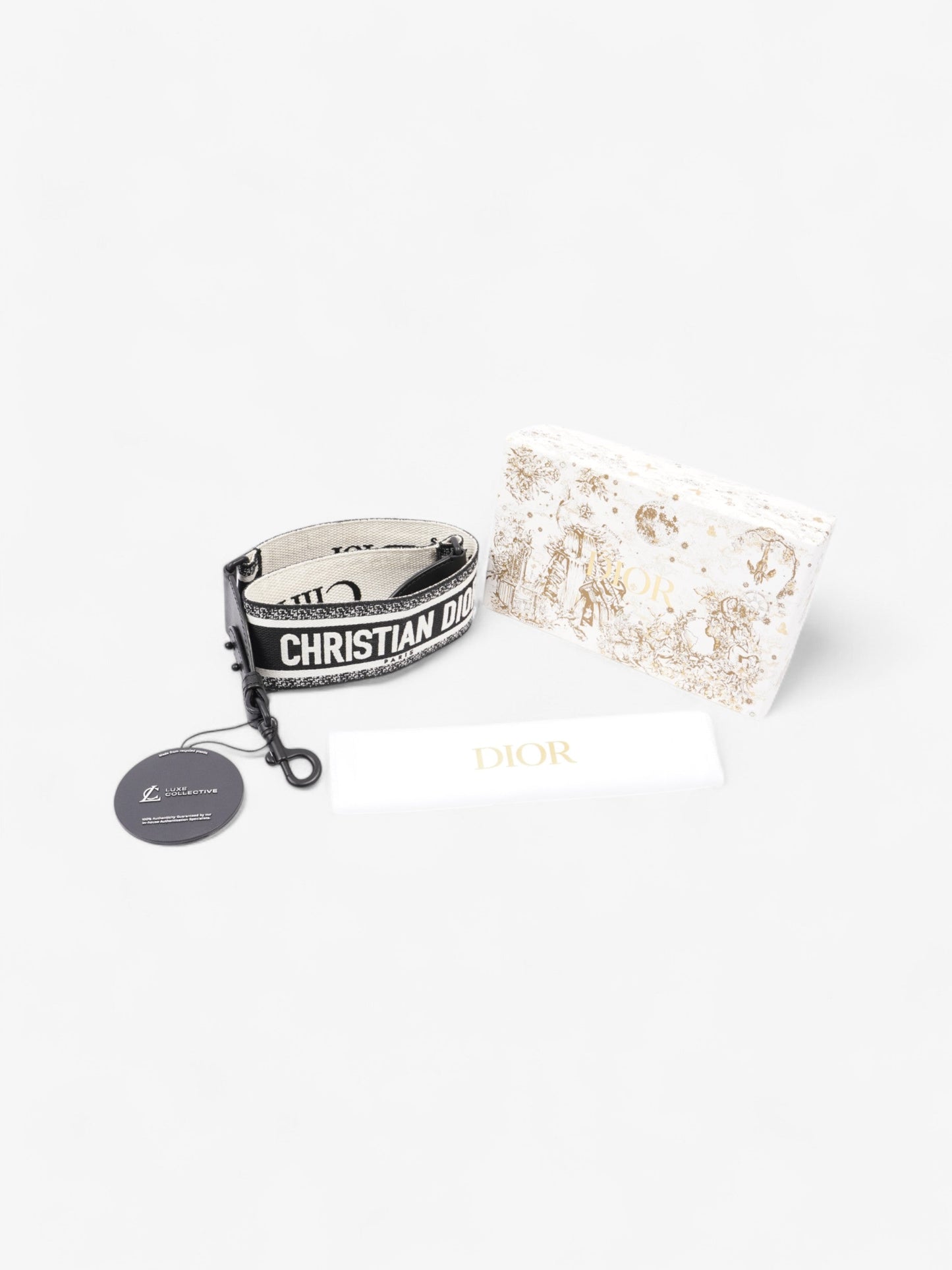 Christian Dior Shoulder Strap Ultramatte Black / White Cotton