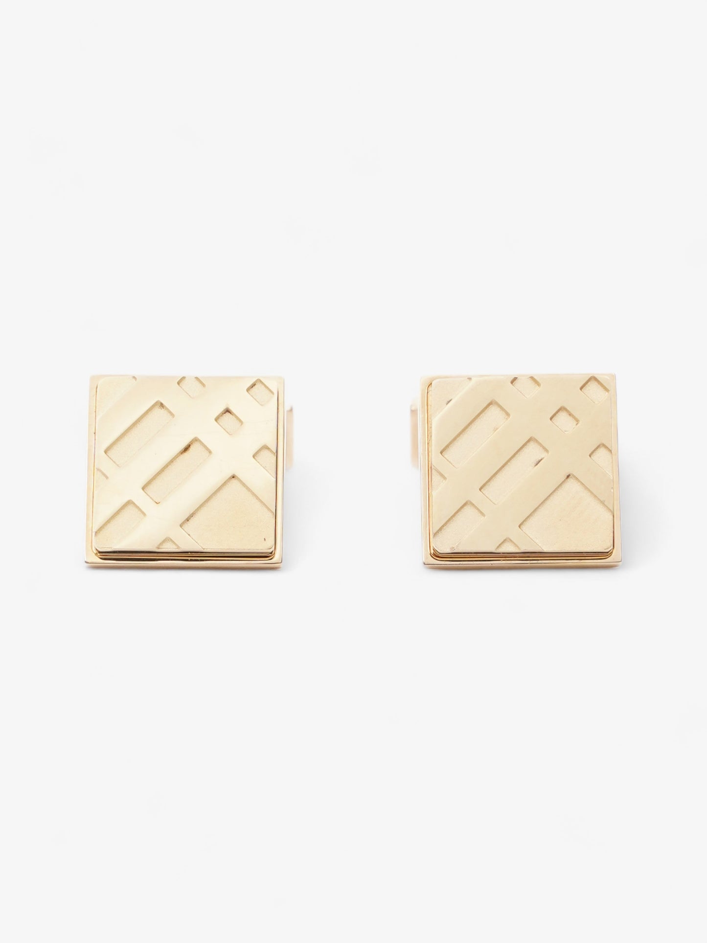 Burberry Gold Check Cuff Links Gold Base Metal