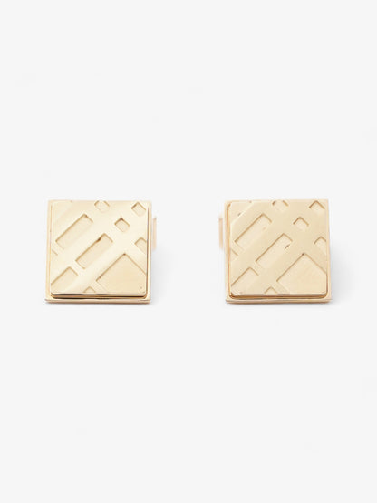 Burberry Gold Check Cuff Links Gold Base Metal