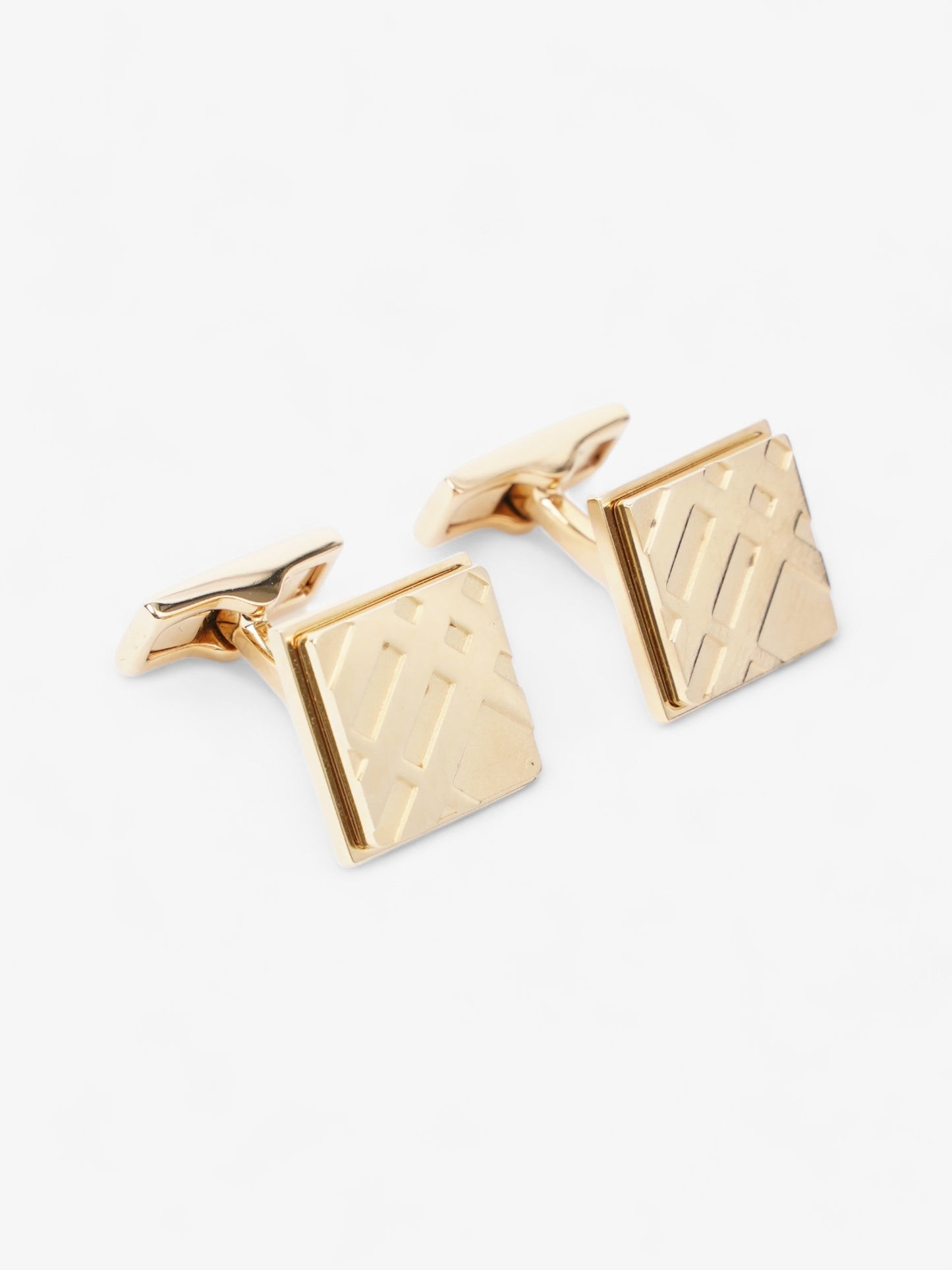 Burberry Gold Check Cuff Links Gold Base Metal
