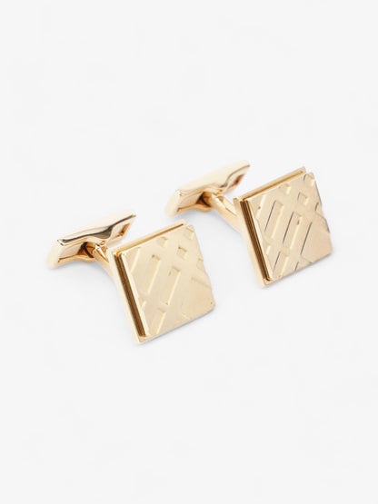Burberry Gold Check Cuff Links Gold Base Metal