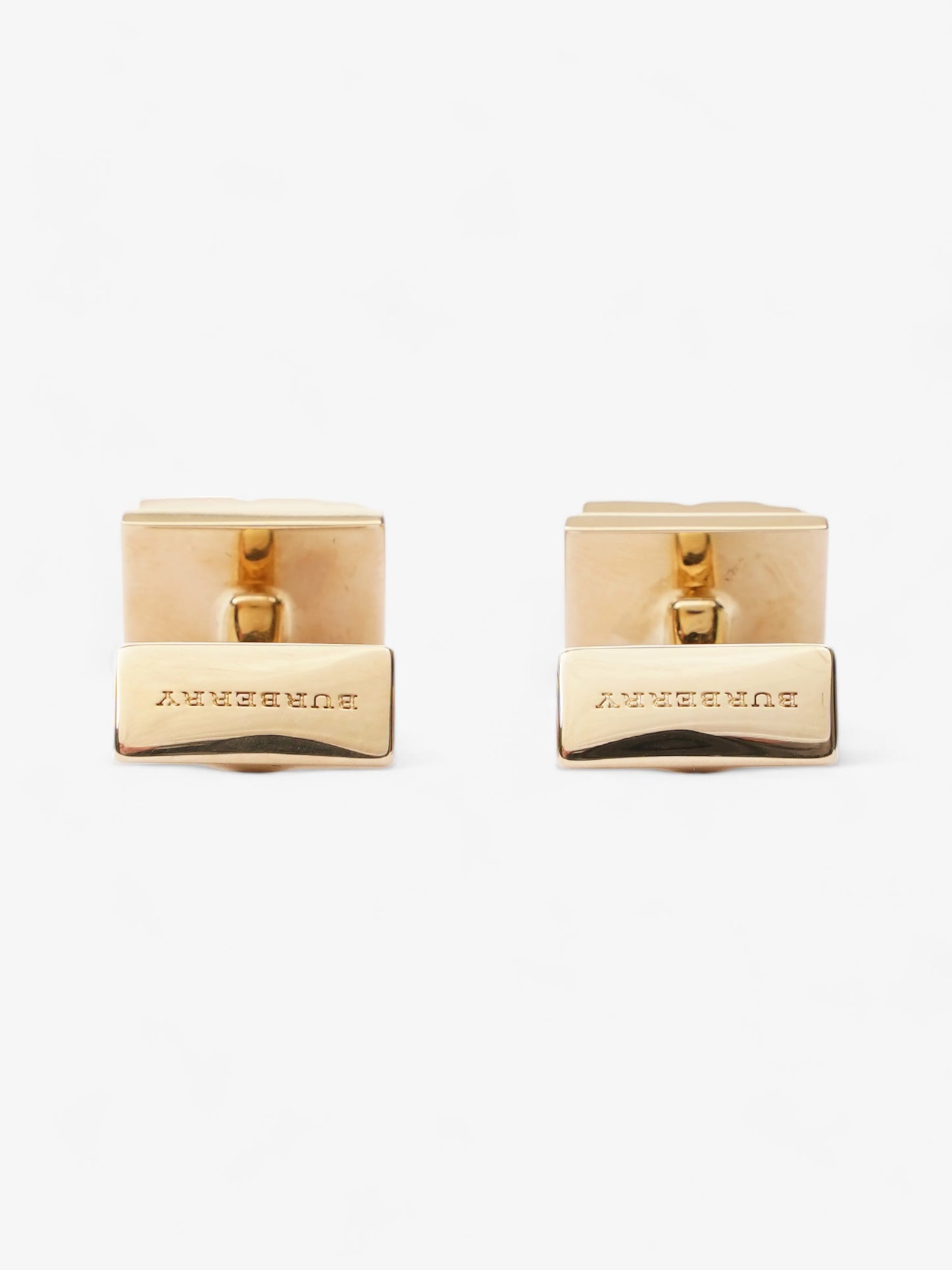 Burberry Gold Check Cuff Links Gold Base Metal