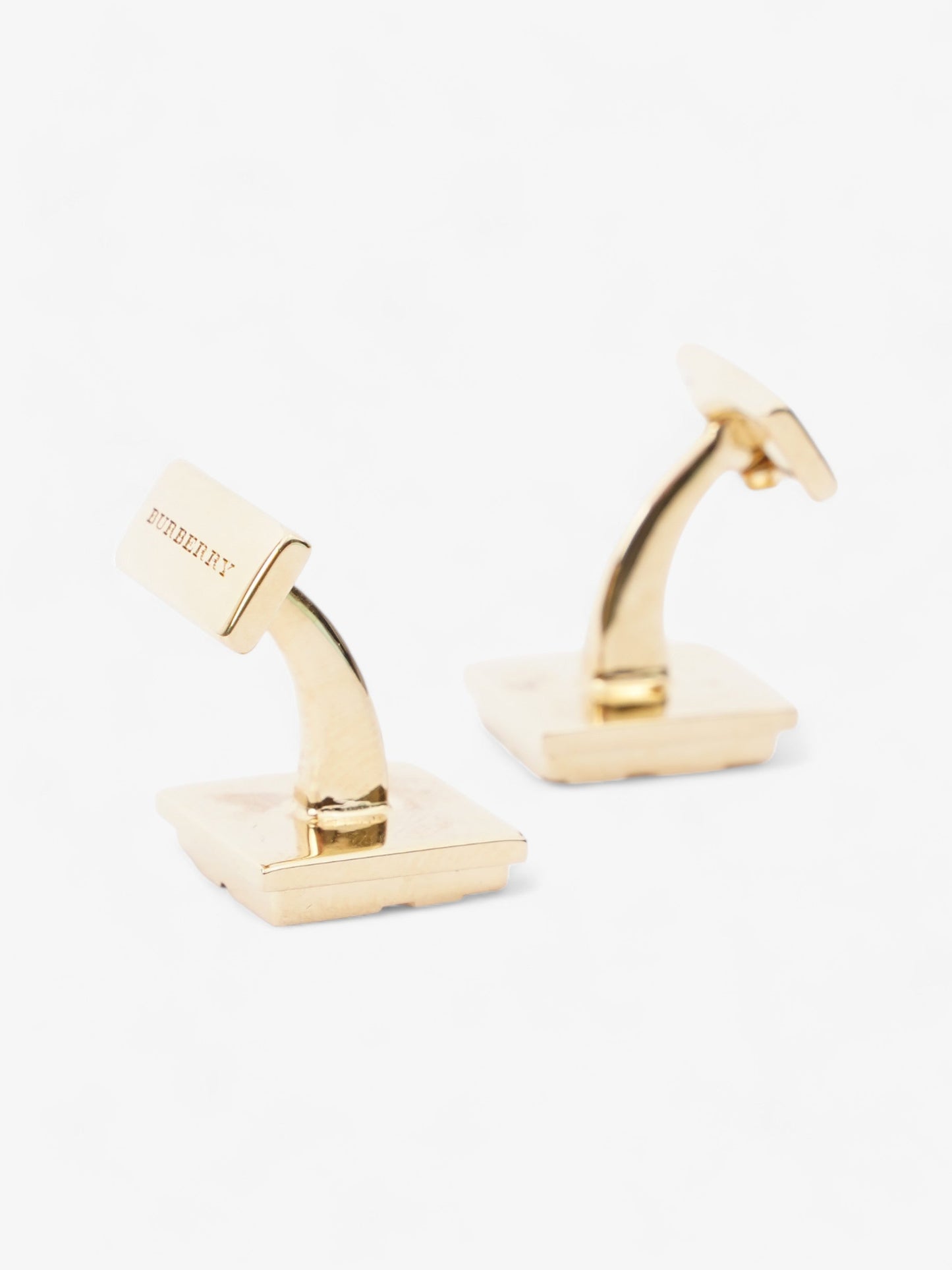 Burberry Gold Check Cuff Links Gold Base Metal