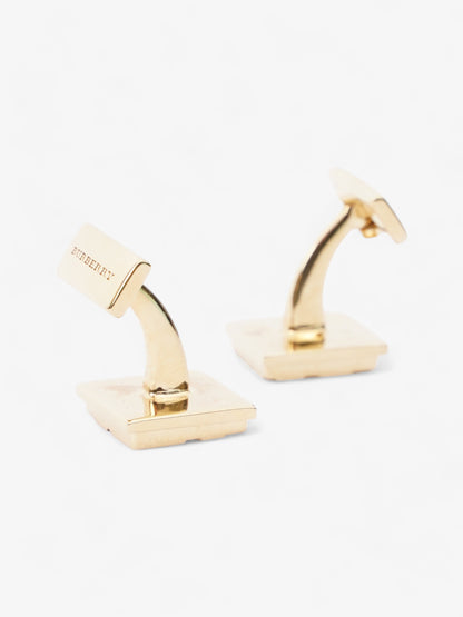 Burberry Gold Check Cuff Links Gold Base Metal