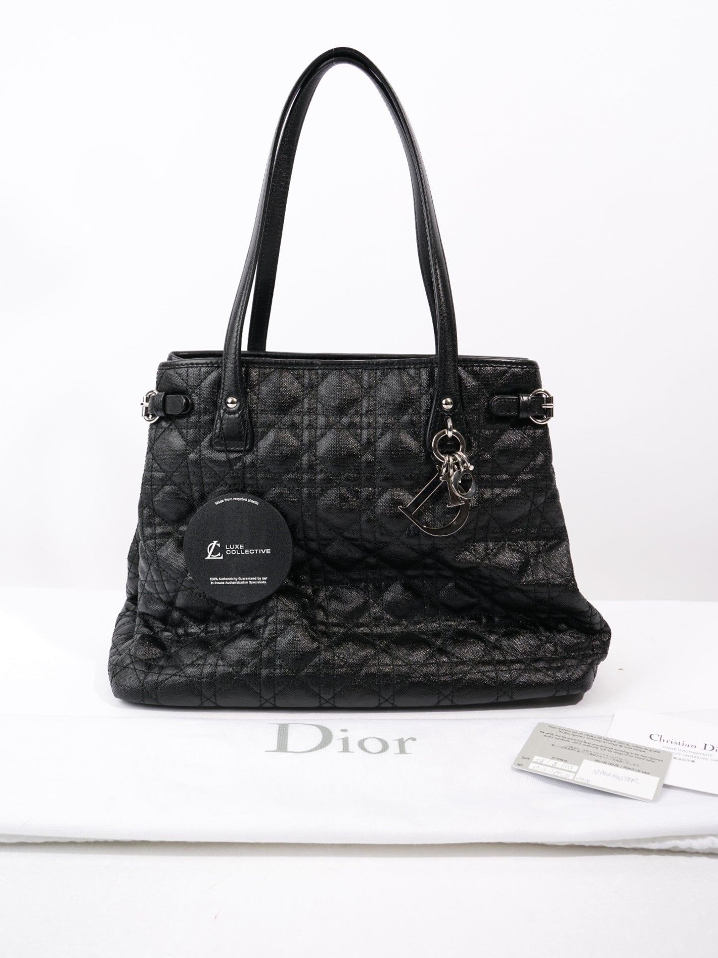 Christian Dior Panarea Tote Black Coated Canvas