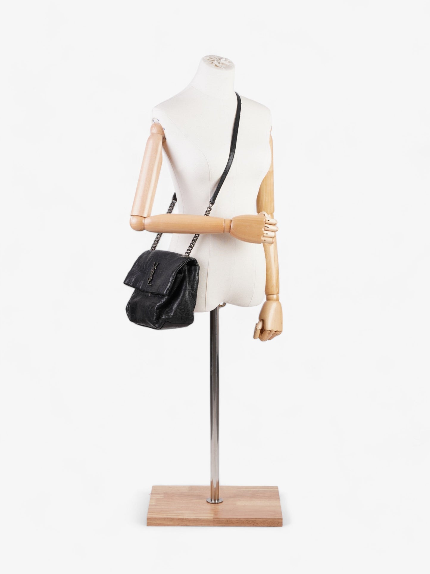 Saint Laurent West Hollywood Monogram Black Calfskin Leather Medium