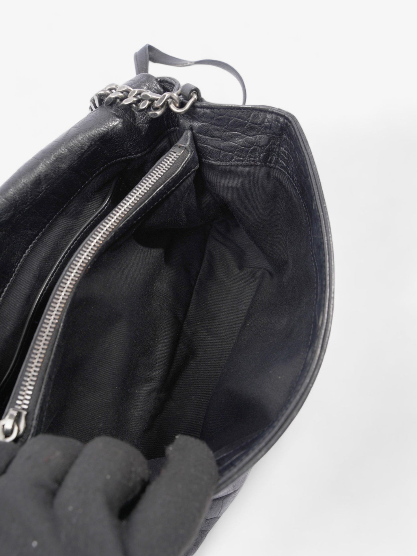 Saint Laurent West Hollywood Monogram Black Calfskin Leather Medium