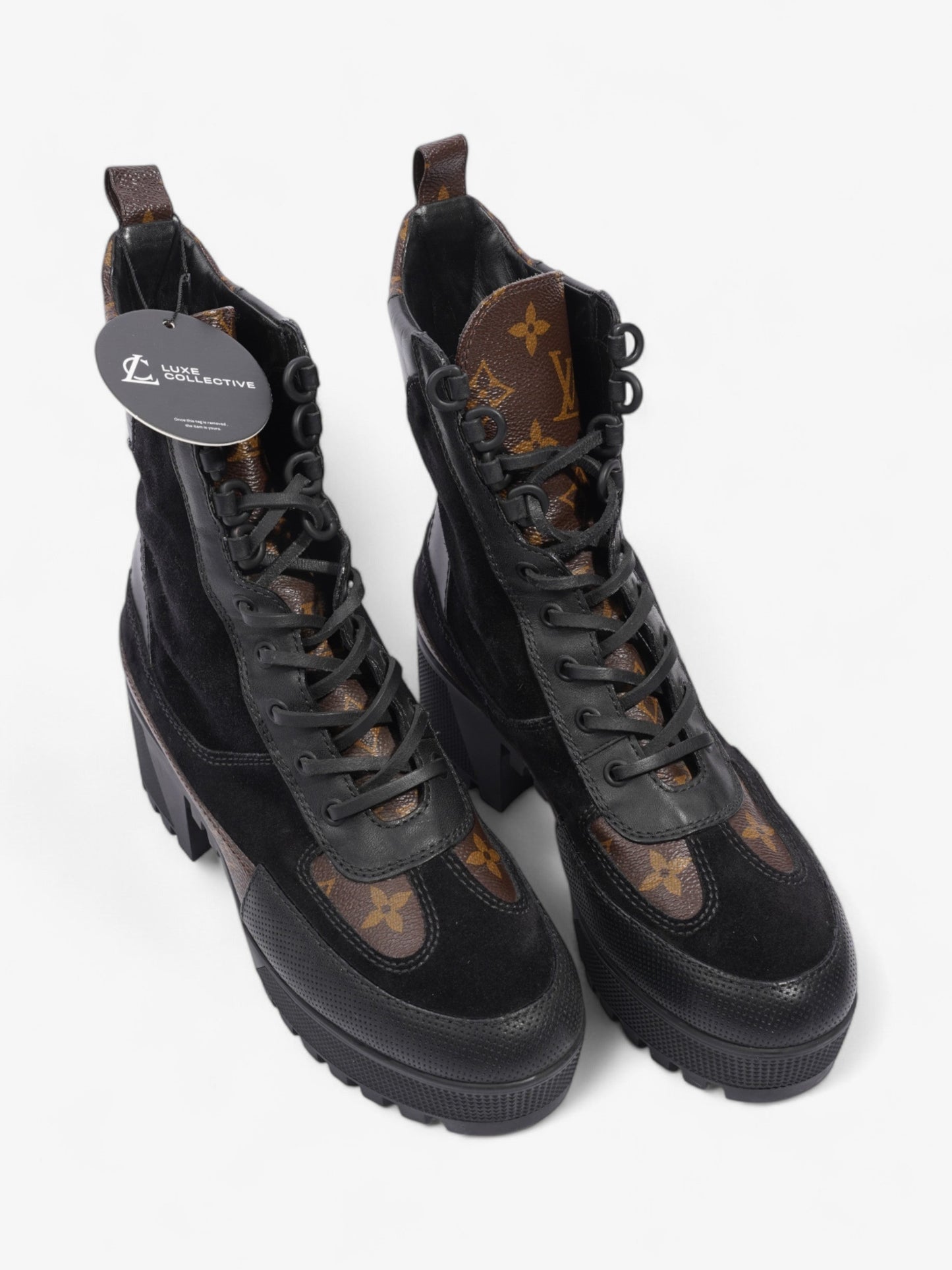 Louis Vuitton Laureate Platform Desert Boot Black / Monogram Suede EU 38 UK 5