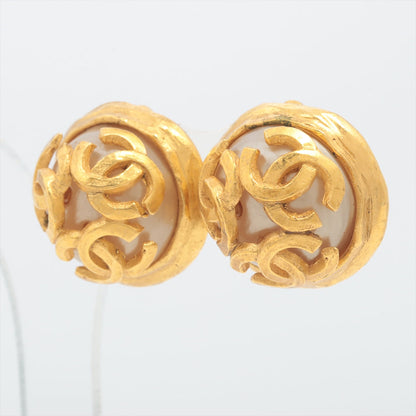 Chanel Round CC Pearl Clip Earrings (Costume Jewellery)