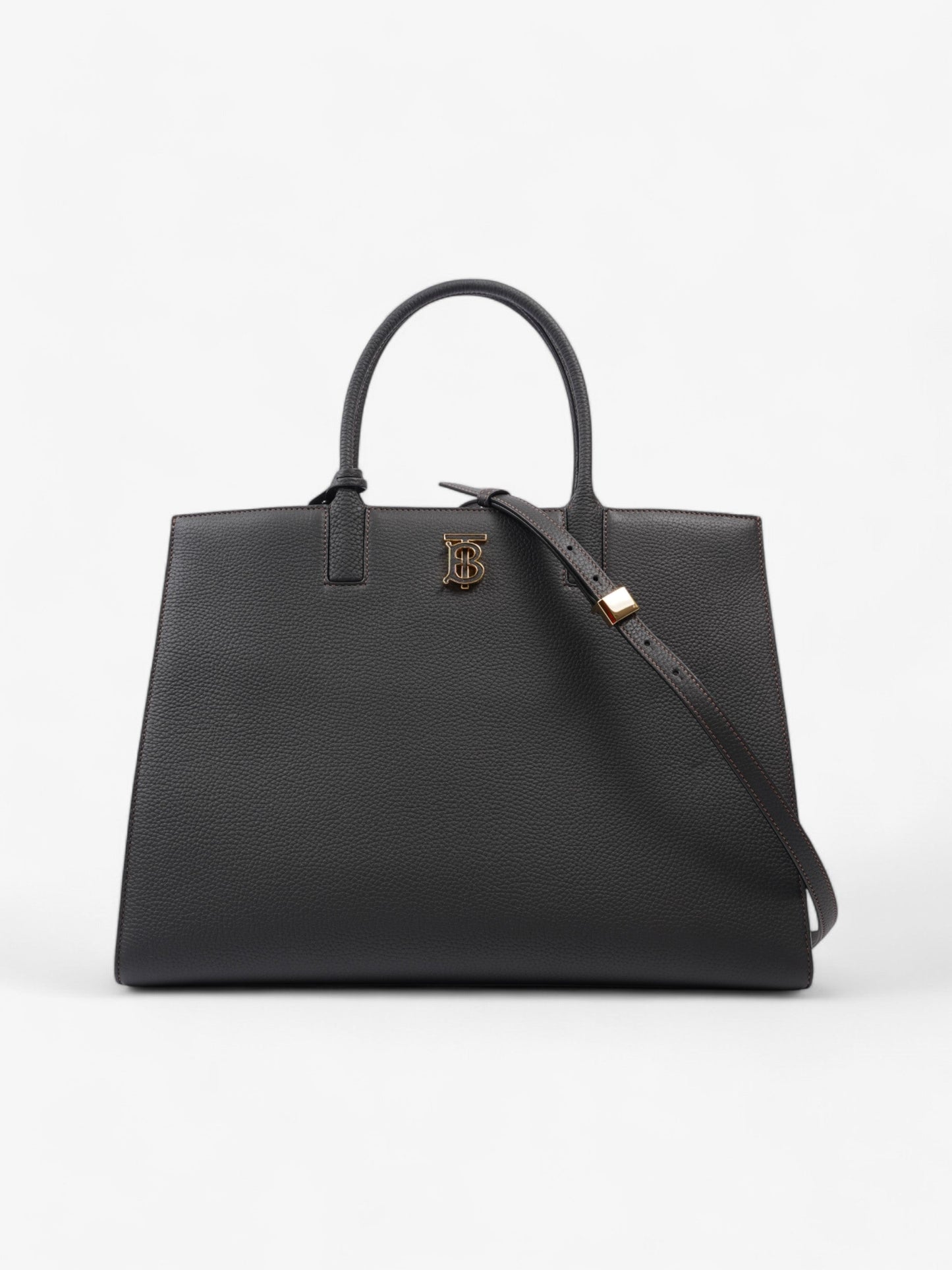 Burberry TB Tote Black Grained Leather Medium