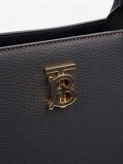 Burberry TB Tote Black Grained Leather Medium