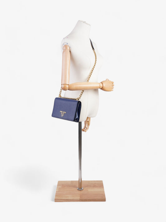 Prada Chain Shoulder Bag Cobalt Blue Saffiano Leather