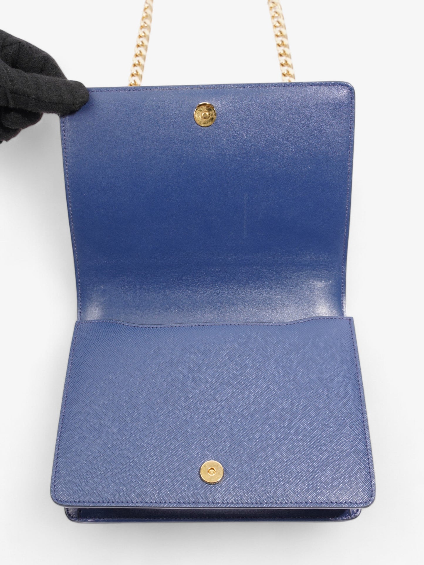 Prada Chain Shoulder Bag Cobalt Blue Saffiano Leather