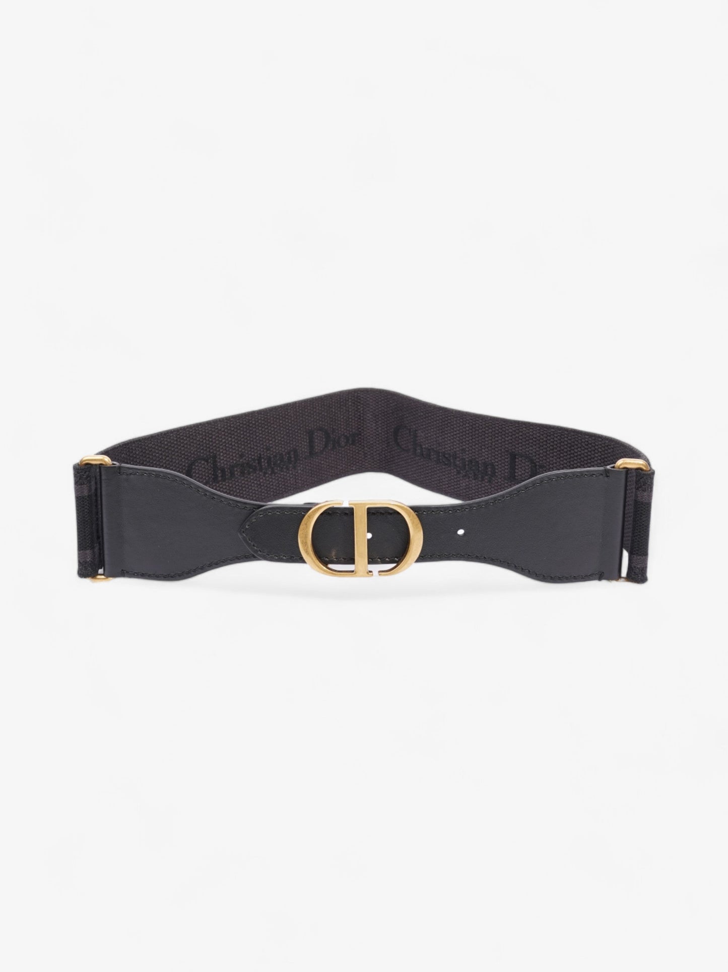 Christian Dior CD Belt Black / Gold Cotton 80cm