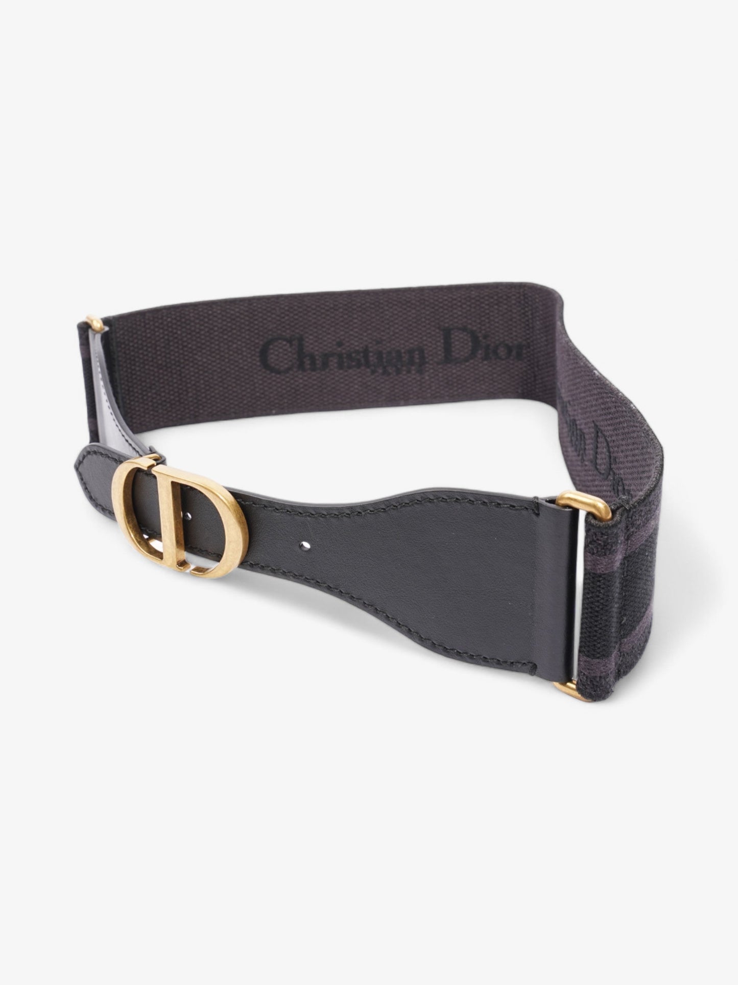 Christian Dior CD Belt Black / Gold Cotton 80cm