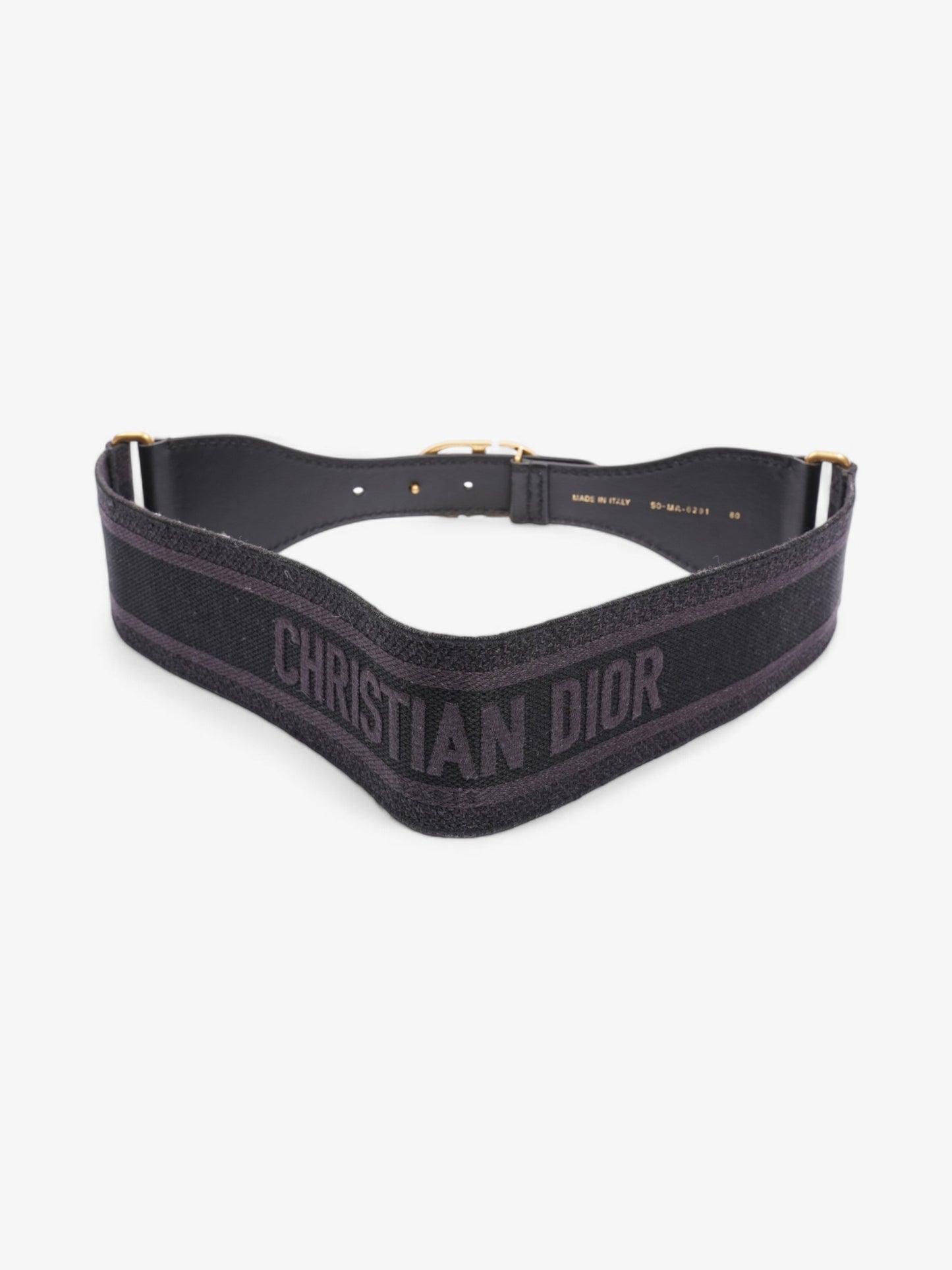 Christian Dior CD Belt Black / Gold Cotton 80cm