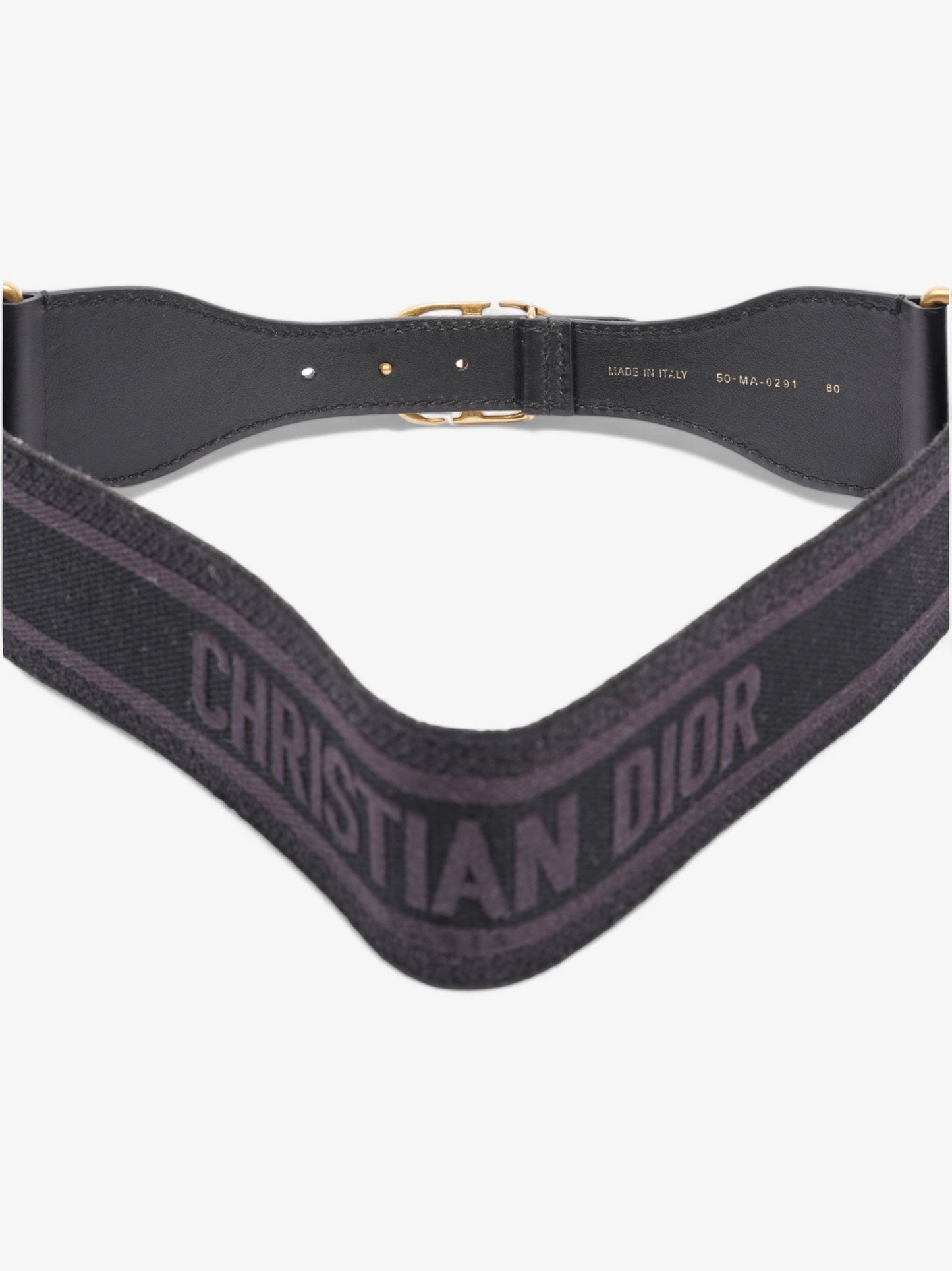 Christian Dior CD Belt Black / Gold Cotton 80cm