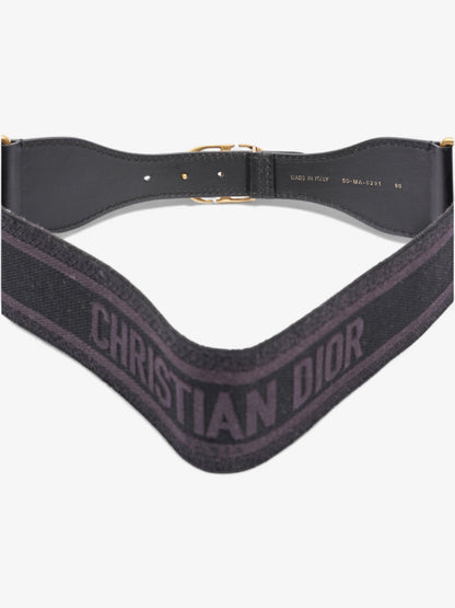 Christian Dior CD Belt Black / Gold Cotton 80cm