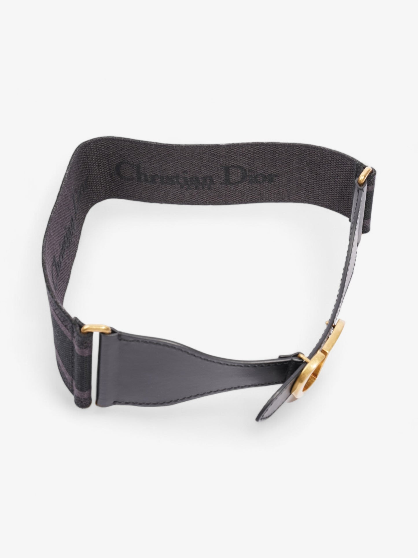 Christian Dior CD Belt Black / Gold Cotton 80cm