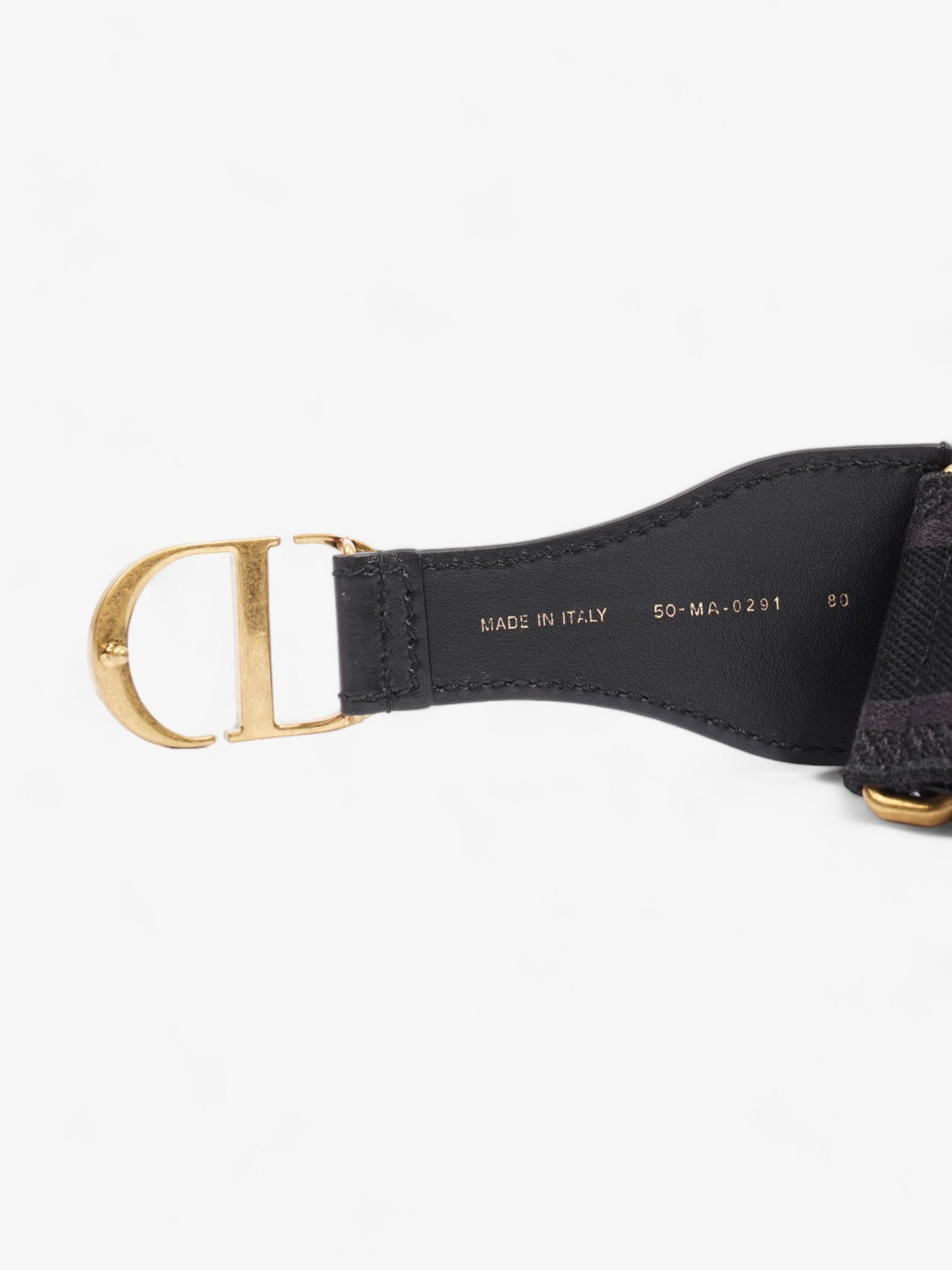 Christian Dior CD Belt Black / Gold Cotton 80cm