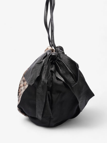 Prada Python Print Bow Detail Black / Pink / Beige Nylon