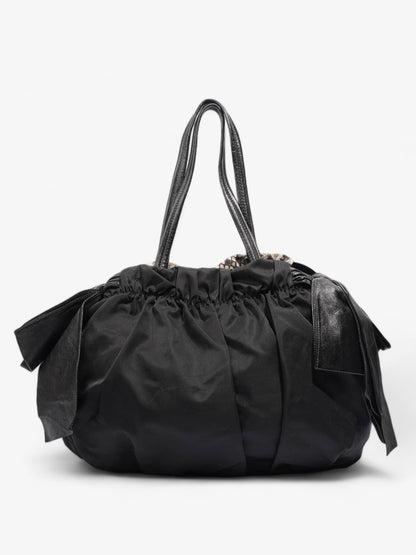 Prada Python Print Bow Detail Black / Pink / Beige Nylon